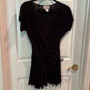 Vintage J Valdi Black slightly sheer cover up Sz M